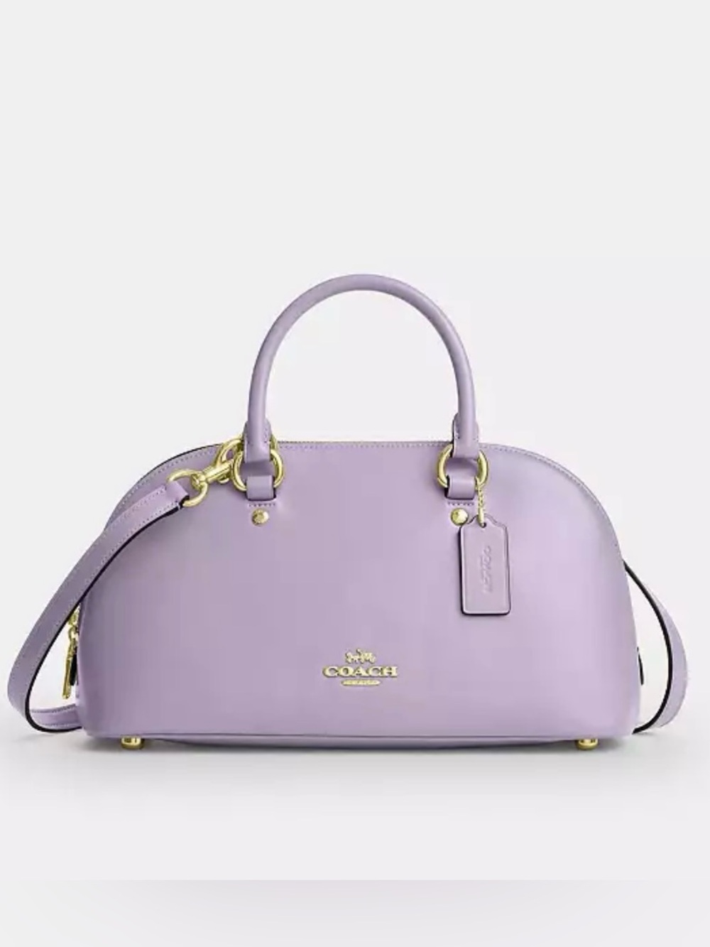Coach Lavender Leather Dome Satchel with Gold Hardware